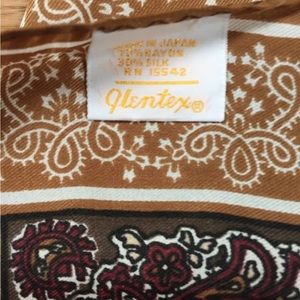 GLENDEX Paisley Pattern Taupe/White Scarf Hand Rolled Silk Blend